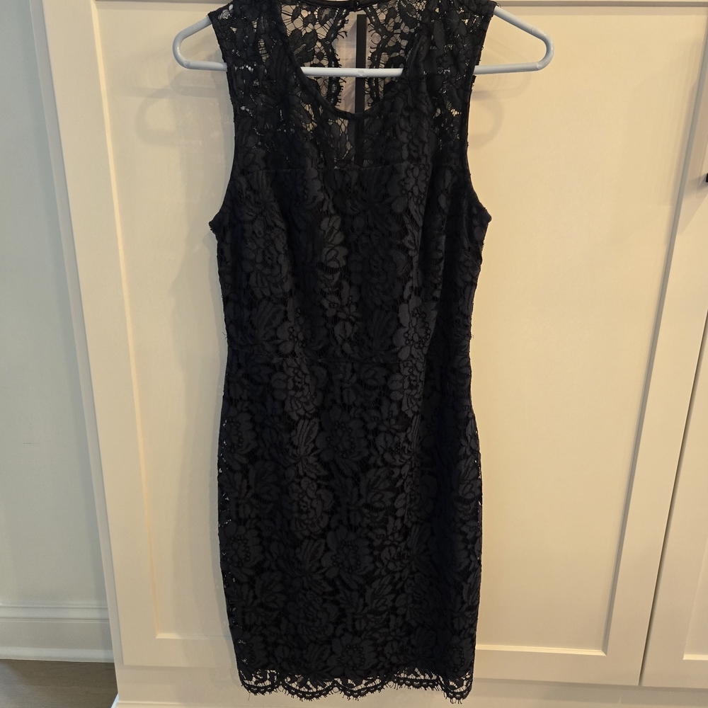 Banana Republic Black Sleeveless Lace Midi Dress